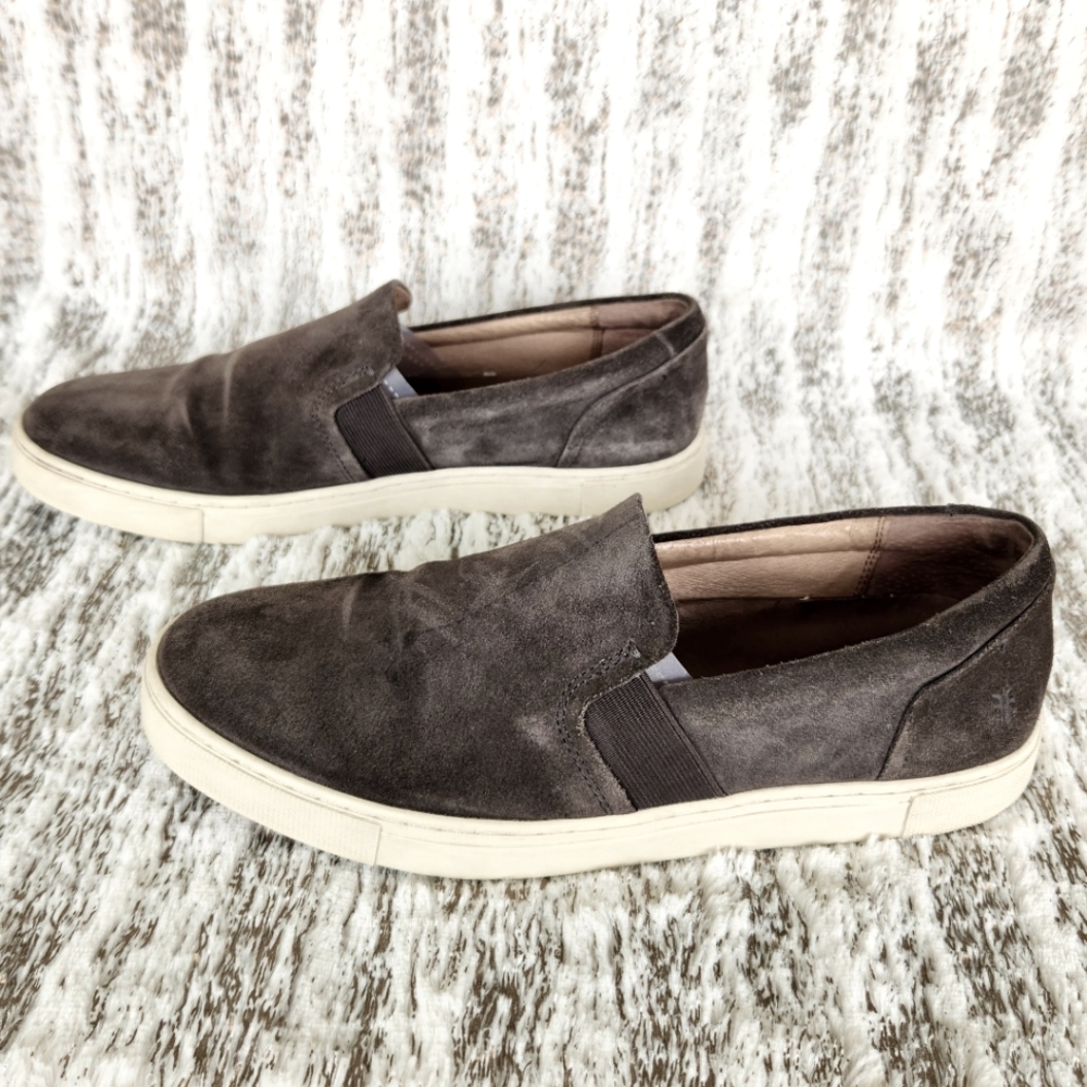 Frye "Ivy" Slip On Sneaker Shoes Gray Grey Suede Leather | Women's Size 9.5